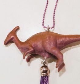 Collier dinosaure violet, Parasaurolophus, fille, garçon