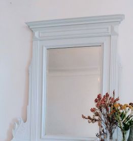 Grand miroir patiné blanc glacier