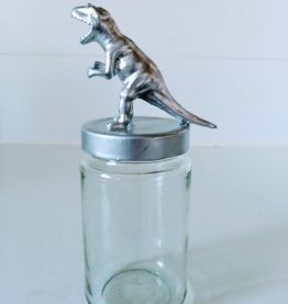 Bocal dinosaure argenté, lot de trois pots de rangement