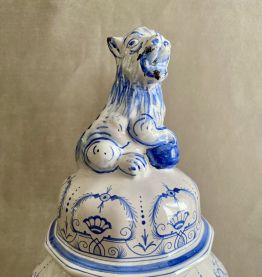 Grand pot couvert style Delft