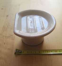 porte savon ancien en faïence épaisse vintage 