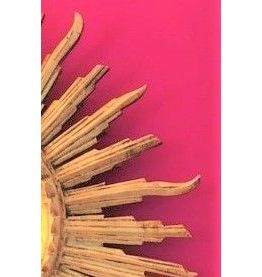 Miroir soleil bois doré à la feuille 50 cm, milieu XXe 