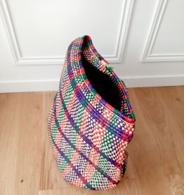 Magnifique Grand Sac Panier Africain violet rouge sans hanse