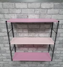 Etagere string  rose montants noir. 47x49x16 tres belle 1960