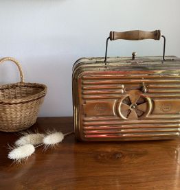 Boîte chaufferette vintage en laiton 