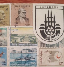 Planche de timbres turcs oblitérés années 60