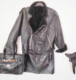 Perfecto cuir noir peau lainée Mac Douglas 40 bombardier she