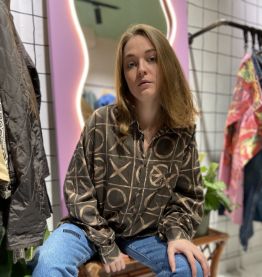 MOSCHINO - CHEMISE MARRON A DETAILS