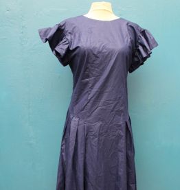 robe longue bleu marine avec nœud année 60-70