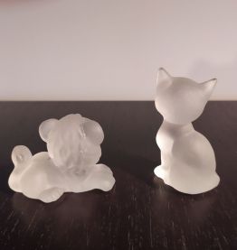 Chaton et lionceau en pâte de verre