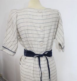 robe lin rayure chemise avec ceinture année 60-70