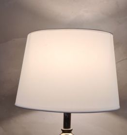 grande lampe de luxe  1980 ceramique chrome or abat jour bla