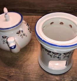 Théière avec Réchaud  Céramique Faïence style Vieux Rouen 