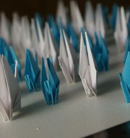 50 grues origami blanc, bleu mariage, fête, baptême