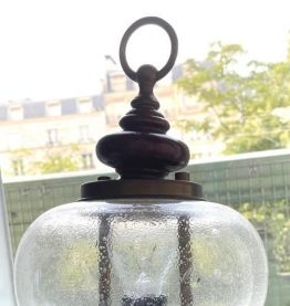 Lampe ancienne ronde - Verre aspect gouttes d'eau