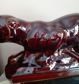 Panthère. Digoin et Sarreguemines. Céramique émaillée. 