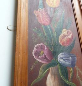 Tulipes, huile sur toile, Y. Pauluzzi