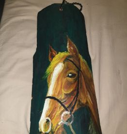 Tuile peinte tête de cheval
