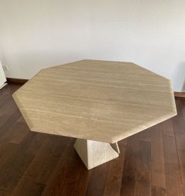 Table Roche Bobois octogonale en travertin années 70