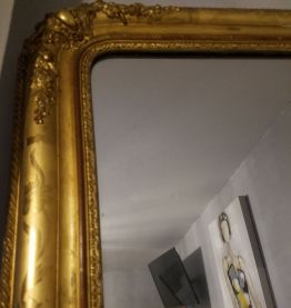 Grand miroir LouisXV au mercure ,doré à la feuille