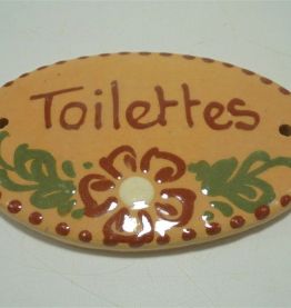 Plaque en terre cuite "toilettes"