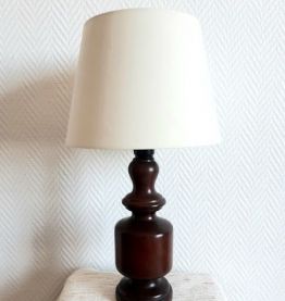 Lampe en bois bobine vintage 1950 
