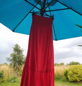 Robe longue bustier dos nu à smocks 100% coton taille M/38