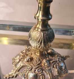 grande lampe bronze de style rocaille de luxe  et abat jour 