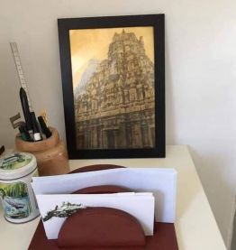 Porte-lettres en cuir acajou