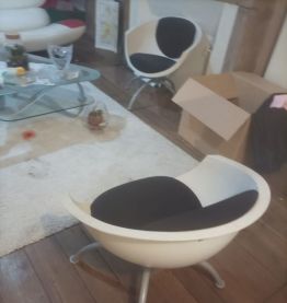 2 Fauteuils siège IKEA GUBBO vintage noir et blanc