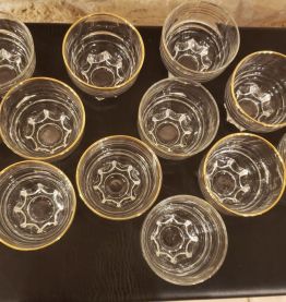 12 verres vintage pied étoile liseré doré