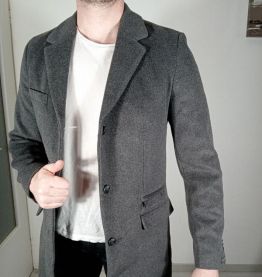 Superbe manteau long gris foncé celio taille S homme