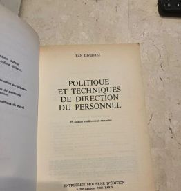 Politique et techniques de direction du personnel 