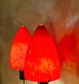 paire de lampe 70s abat jour  pate de verre 51x16 Mid Centur