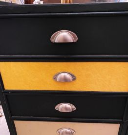commode buffet année 60 cuir et bois