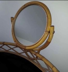coiffeuse en rotin vintage année 60
