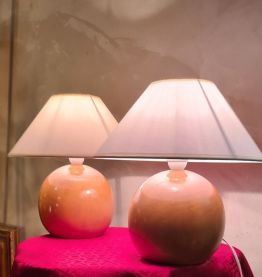 paire de lampes bois massif vernis 1kg 32x30 elec ok ampoule
