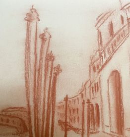 Tableau sanguine signé grand canal Venise