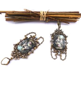 Boucles d'oreilles vintage, rétro, esprit couture,  rétro