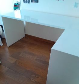 Ensemble bureau angle laque blanc tout Ebene