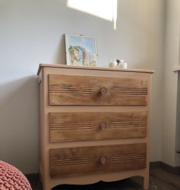 Commode vintage année 50 rose tendre