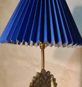 lampe paon acier et laiton style art nouveau,40x22 