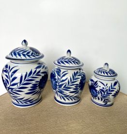 3 pots couverts céramique asiatique vintage