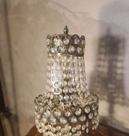 lampe bronze et laiton de table 40x20 a pampilles cristal ve