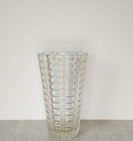 Vase ancien verre chevron ciselé – Style Art déco