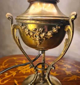 lampe a petrol laiton vintage elec ok abat jour verre et plo