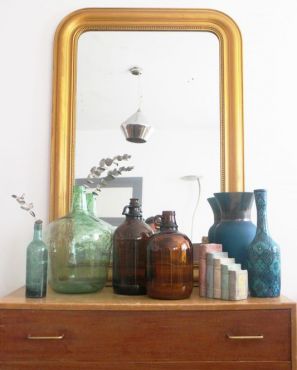 Grand miroir doré vintage Haussmannien Louis Philippe