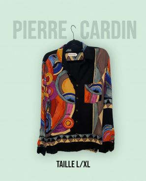 Chemise vintage Pierre Cardin à motif abstrait coloré