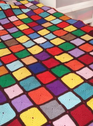 Dessus de lit au crochet, en laine, fait main