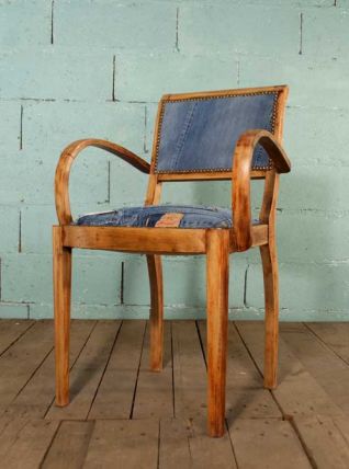 CHAISE BRIDGE "RAFAELA" assise et dossier restaurés jean's Levis 501